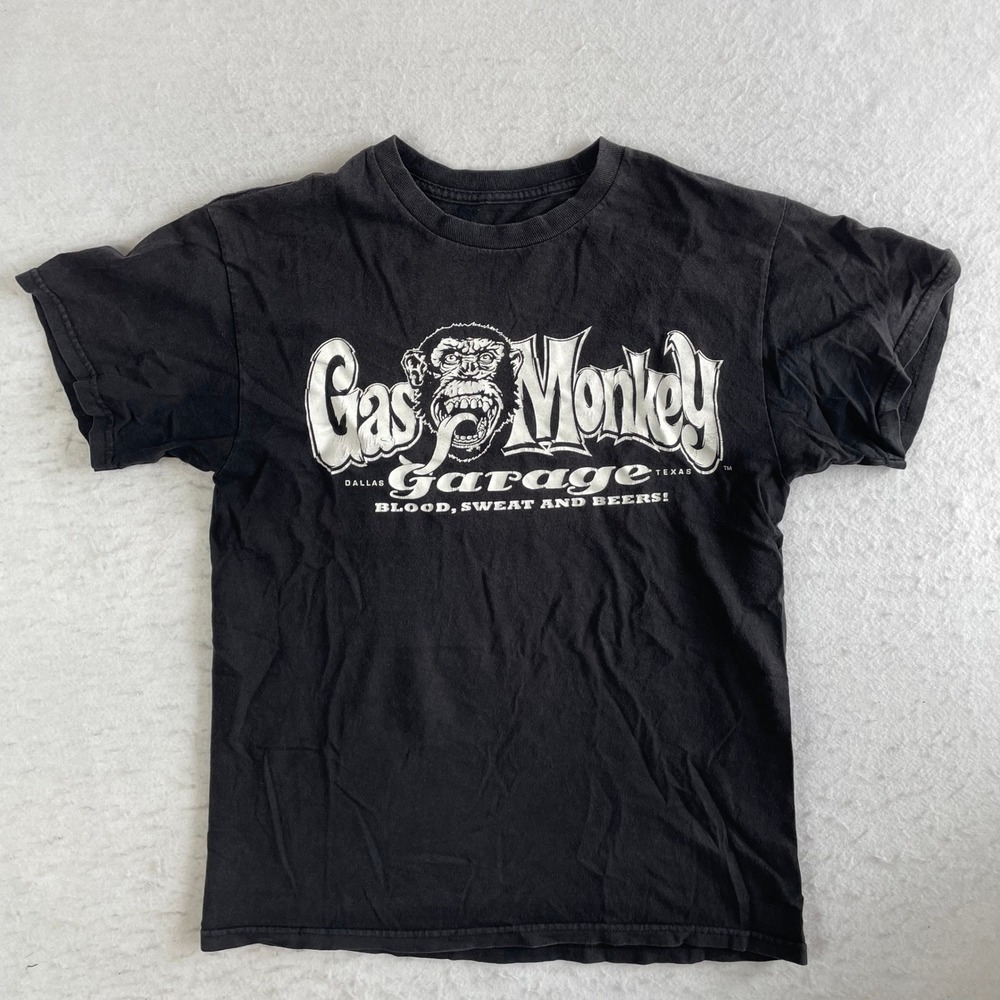 Gas Monkey Garage T-Shirt Mens Size‎ M Black Blood Sweat and Beers Graphic Tee